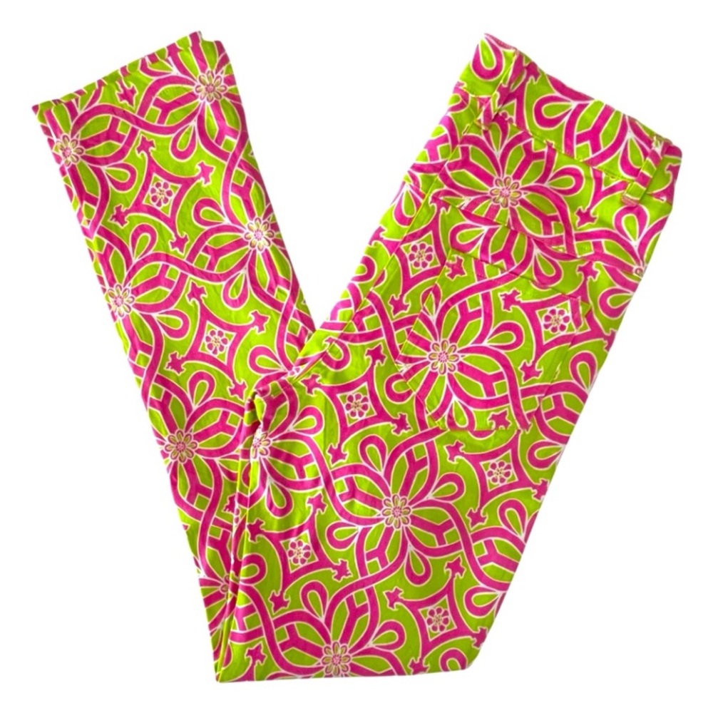 Gretchen Scott Jeans Womens Small Lime Green Pink Piazza Gripeless Stretch NWT